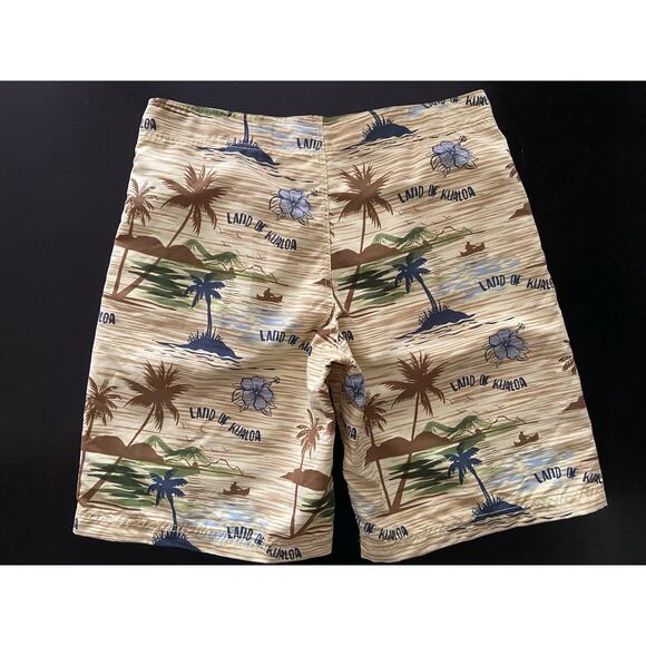 H&M Swimwear Yellow Tropical Island Theme Swim Shorts sz M - Picture 6 of 11